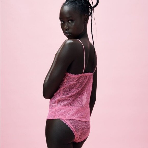 Zara Pink Lace Strap Tank Top Small - Picture 3 of 6